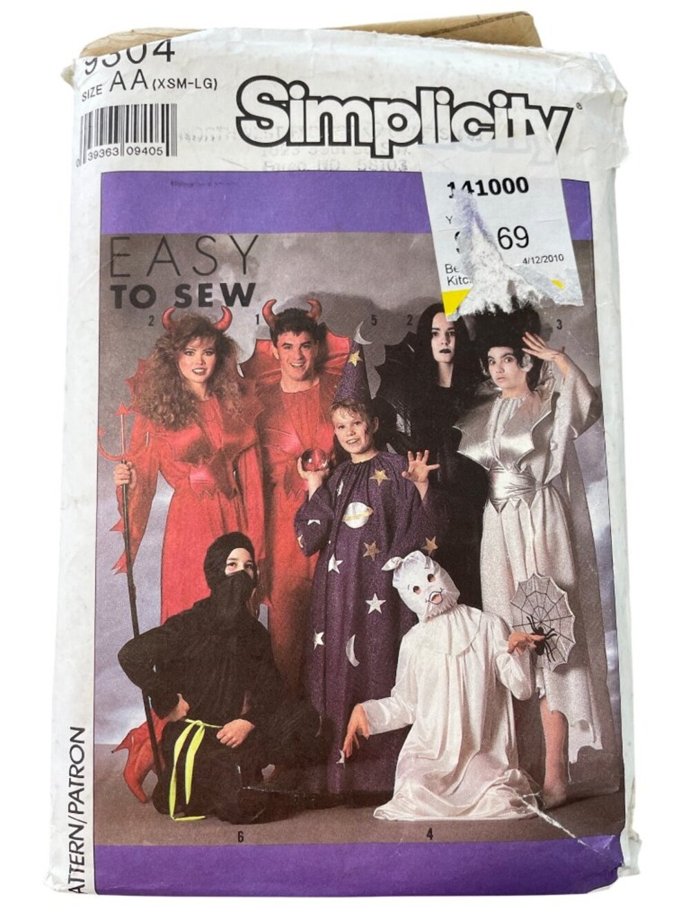 Vintage 80s Simplicity 9304 Adults Costume Sewing Pattern XS-Large Retro CUT